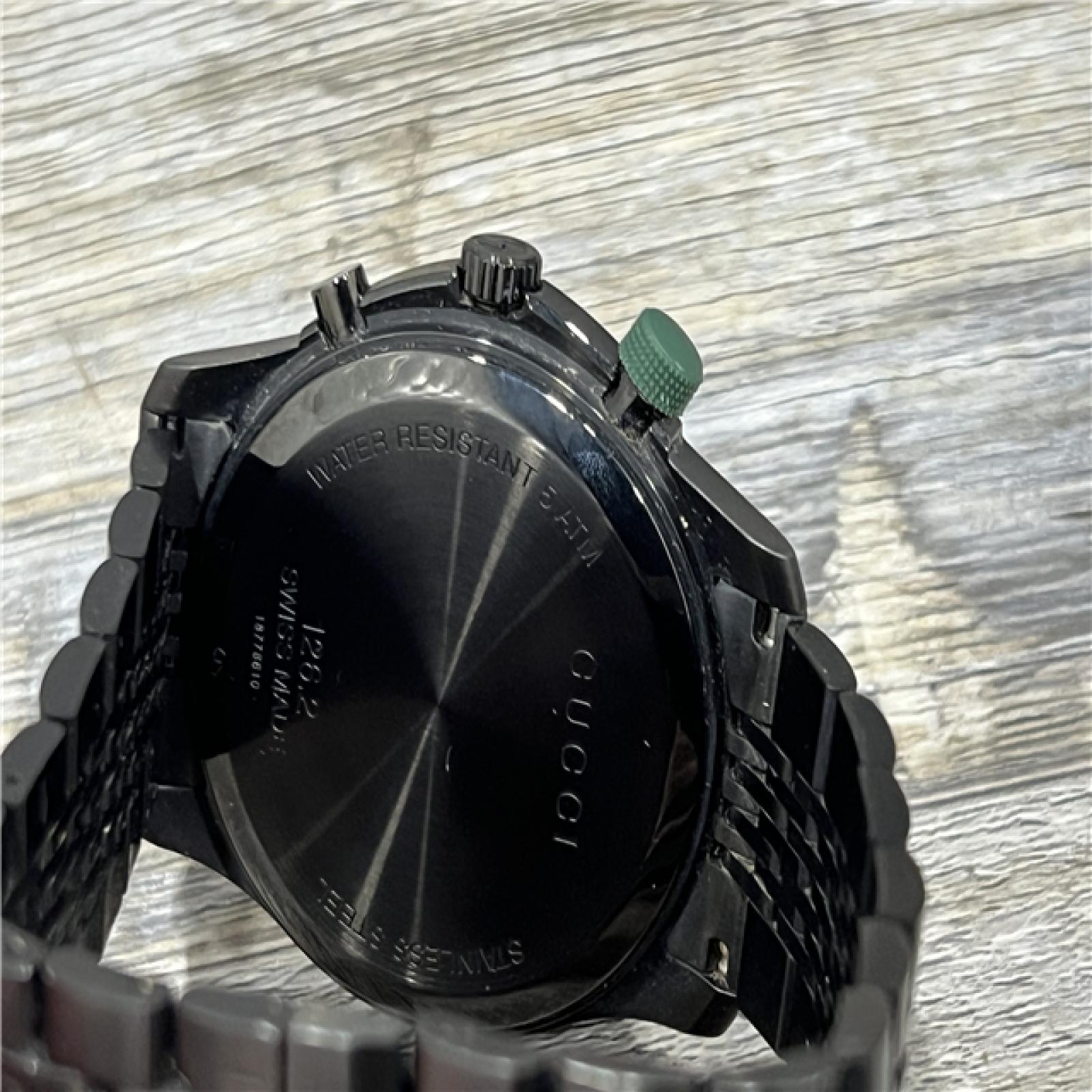AS-IS Gucci G-Timeless Chronograph Black PVD Steel Quartz Mens Watch YA126225A