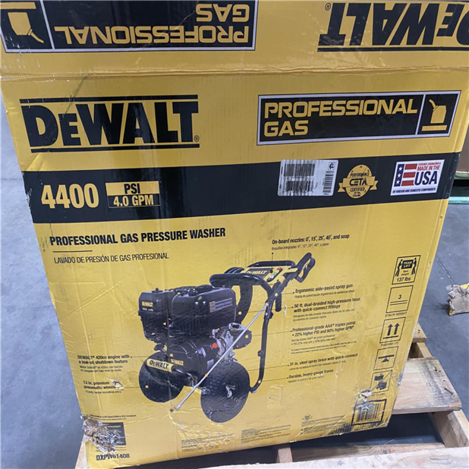 Dallas Location - As-Is DEWALT 4400 PSI 4.0 GPM Gas Pressure