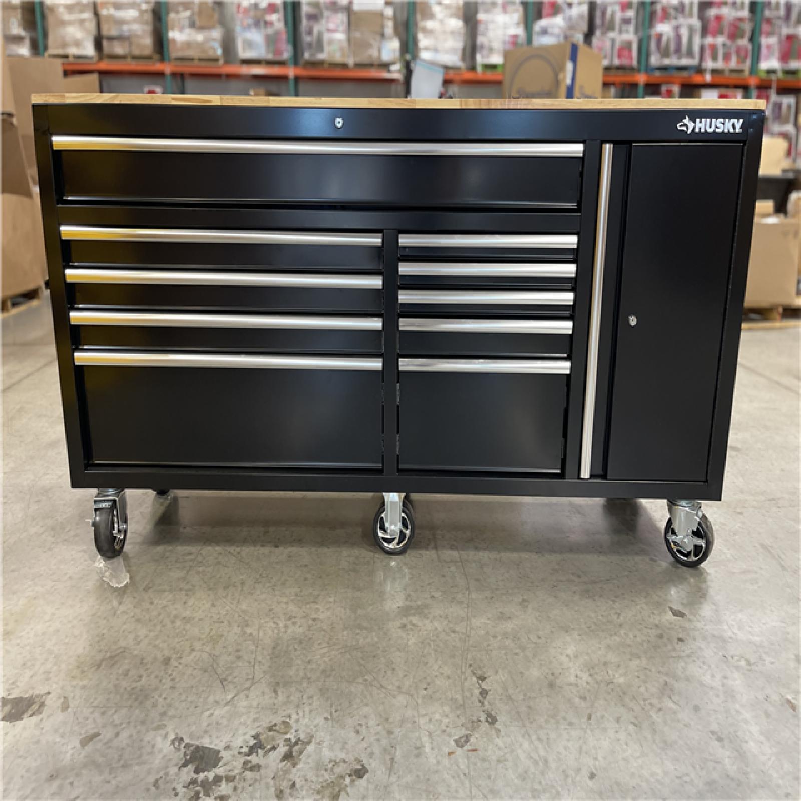 DALLAS LOCATION- HUSKY 72IN. 10 DRAWER 1-DOOR MOBILE WORKBENCH