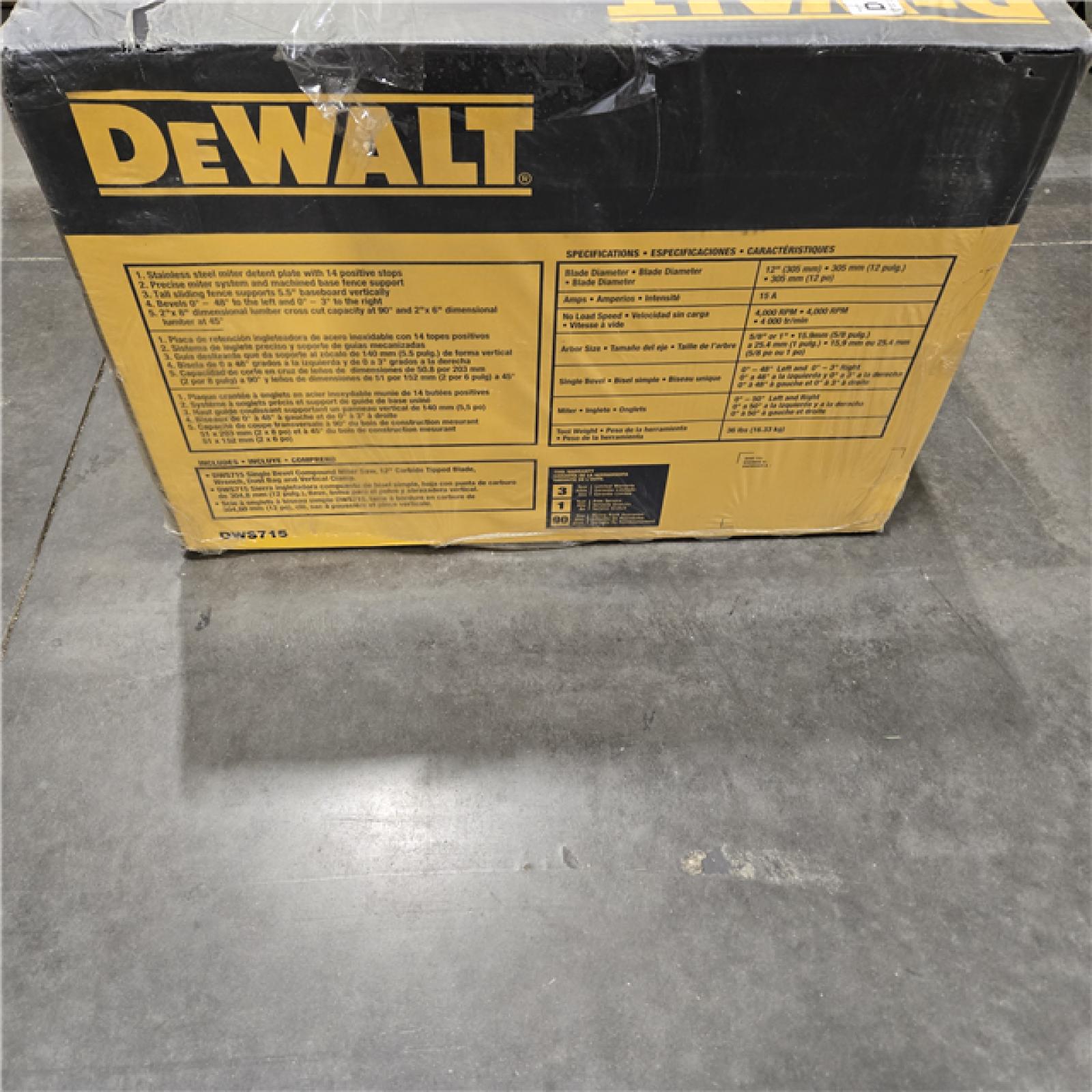 NEW! - DeWalt15 Amp Corded 12 in. Single Bevel Compound Miter Saw