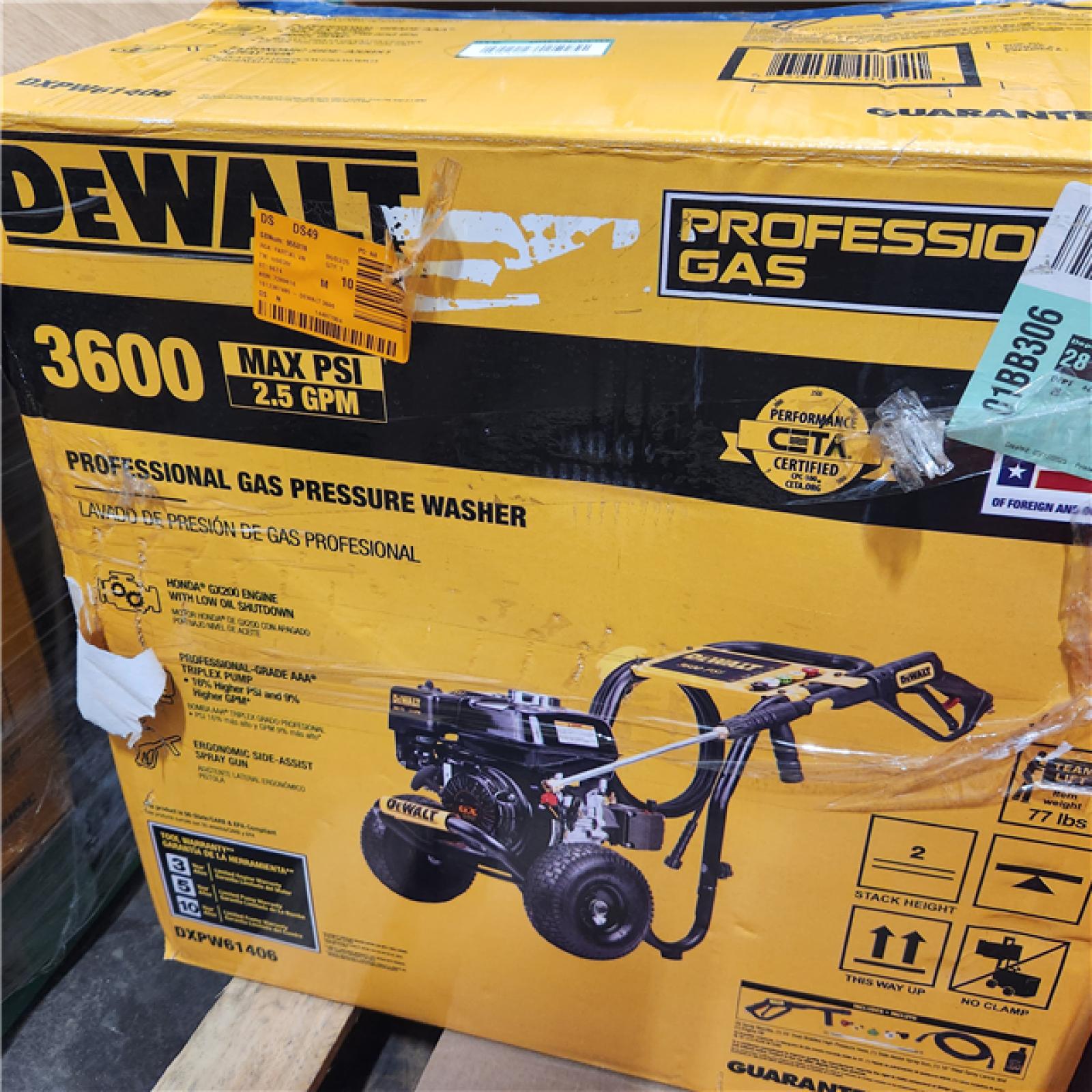 Dallas Location - As-Is DEWALT 3600 PSI 2.5 GPM Gas  Pressure Washer(DXPW61406)