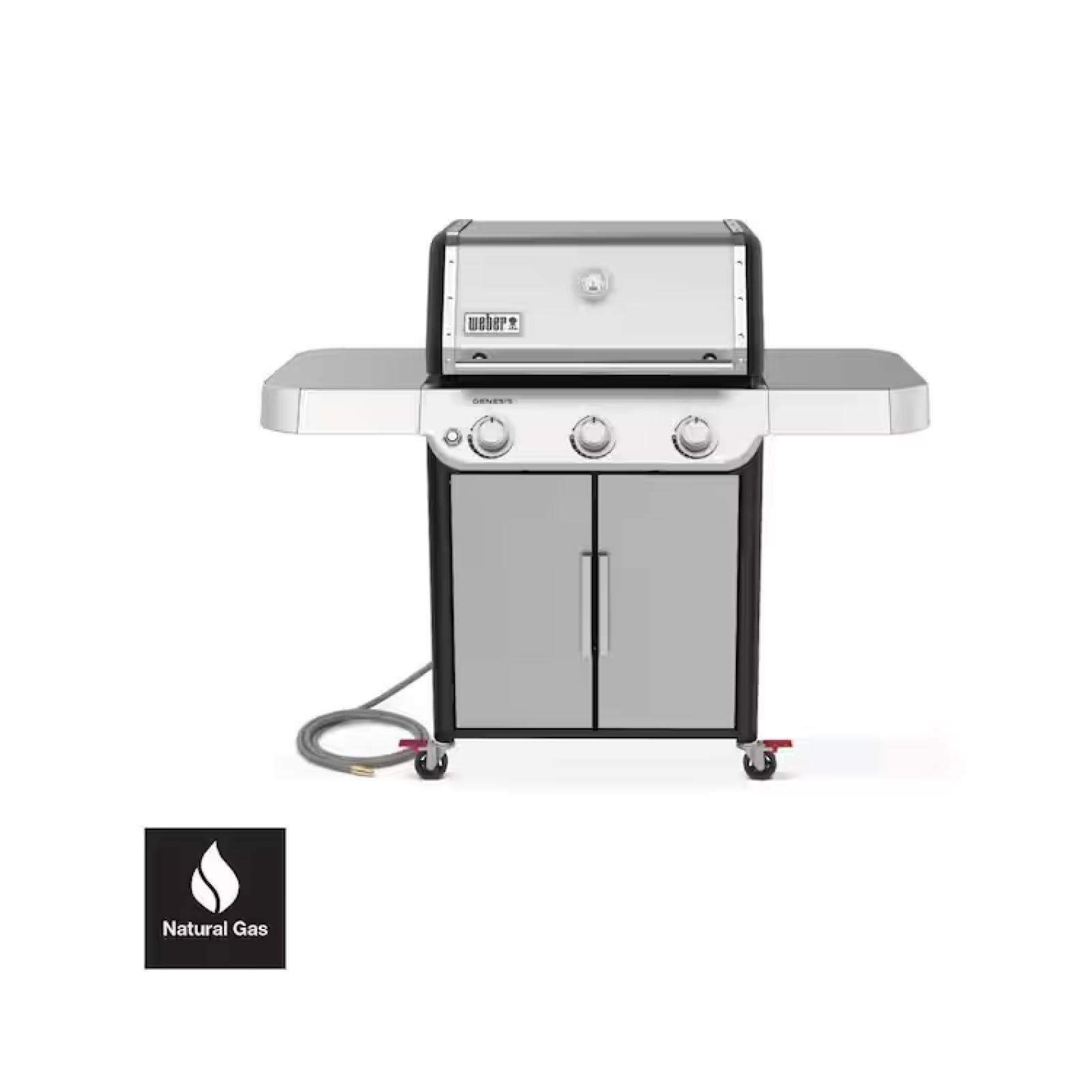 DALLAS LOCATION - Weber Genesis S-315 3-Burner Natural Gas Grill in Stainless Steel with Side Tables