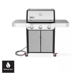 DALLAS LOCATION - Weber Genesis S-315 3-Burner Natural Gas Grill in Stainless Steel with Side Tables