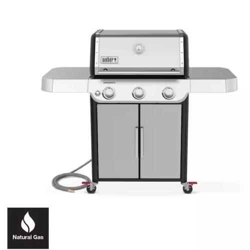DALLAS LOCATION - Weber Genesis S-315 3-Burner Natural Gas Grill in Stainless Steel with Side Tables