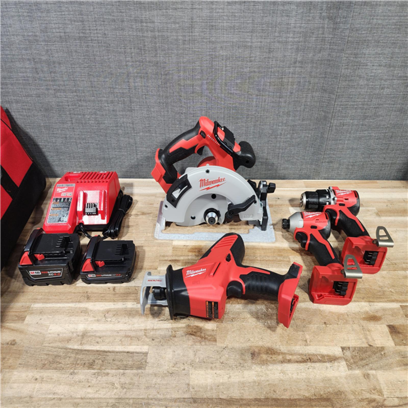 HOUSTON LOCATION - AS-IS Milwaukee M18 18-Volt Lithium-Ion Brushless Cordless 4-Tool Combo Kit