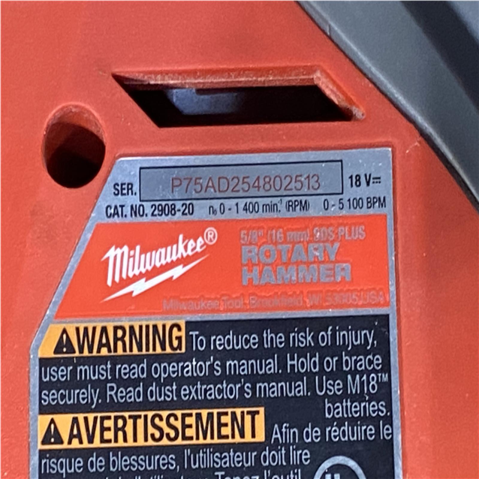 Houston Location AS-IS Milwaukee FUEL 18V Lithium-Ion Brushless Cordless 5/8 in. SDS-Plus Rotary Hammer (Tool-Only)