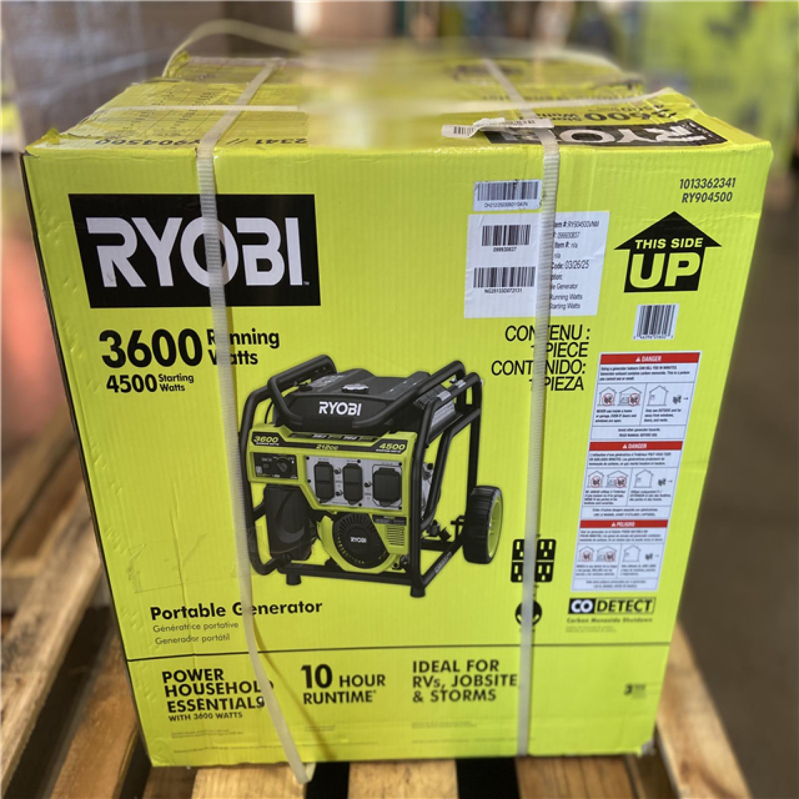 DALLAS LOCATION - RYOBI 3600-Watt Recoil Start Gasoline Powered Portable Generator with CO Shutdown Sensor