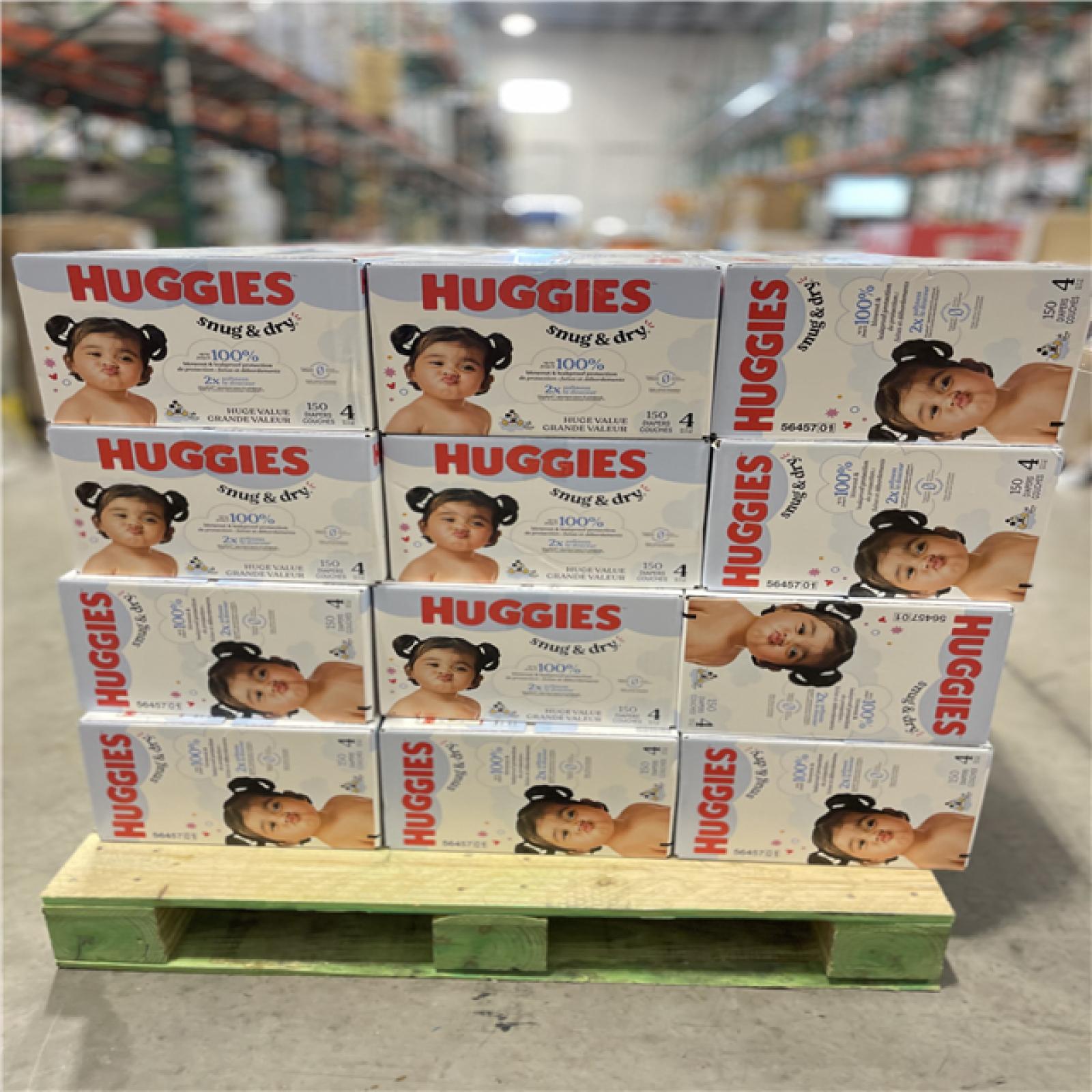 DALLAS LOCATION- NEW!- Huggies 150 Count Size 4 Snug & Dry Baby Diapers (24 UNITS)