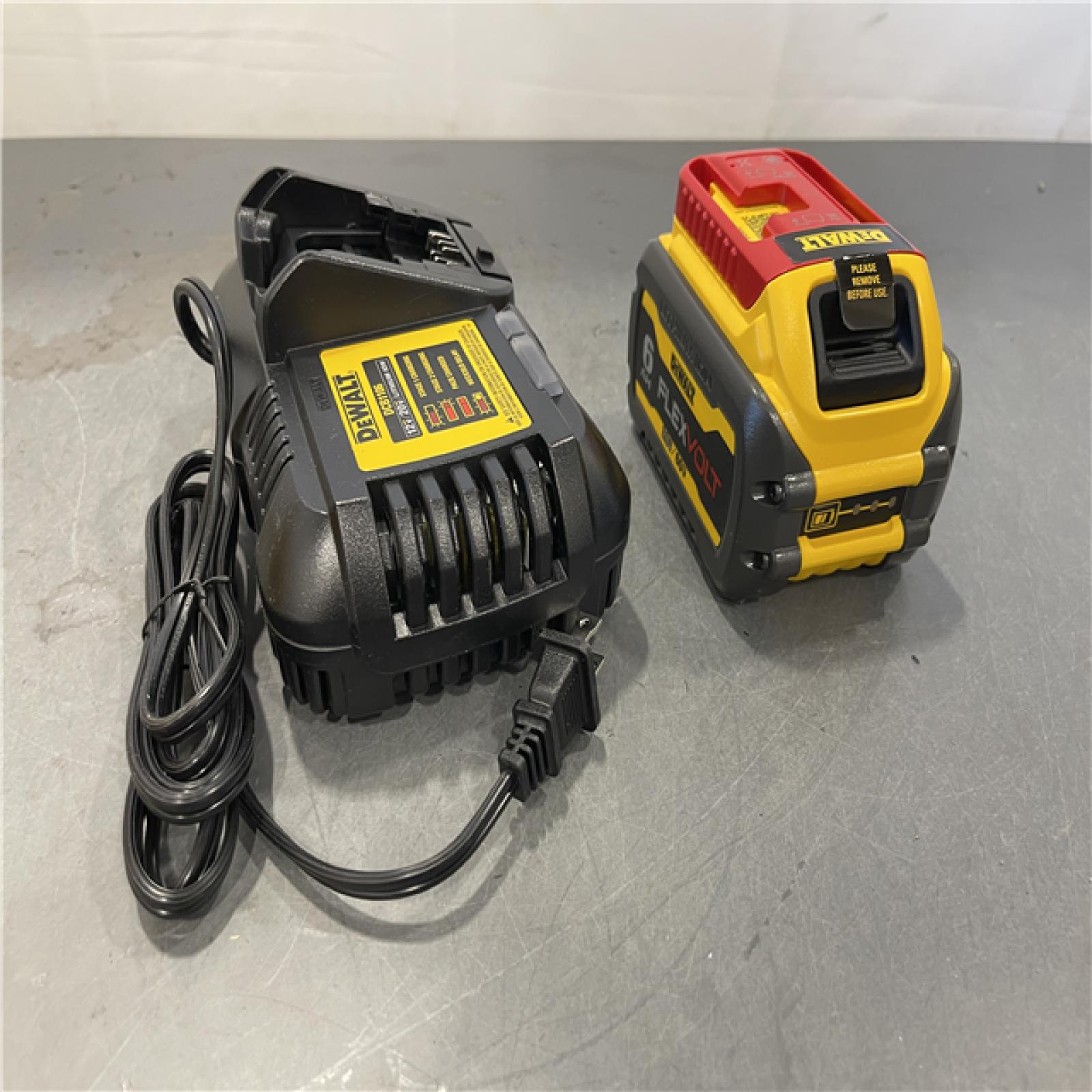AS-IS - DEWALT FLEXVOLT 20V/60V MAX Lithium-Ion 6.0Ah Battery Pack with 6 Amp Output Charger