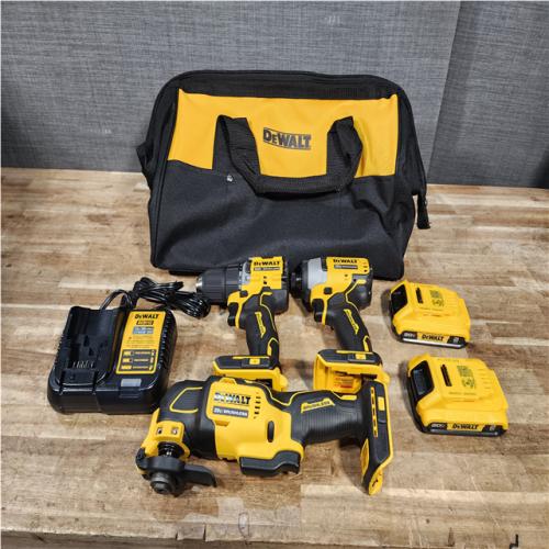 Houston Location AS-IS DEWALT ATOMIC 20-Volt Lithium-Ion Cordless Brushless (4-Tool) Combo Kit