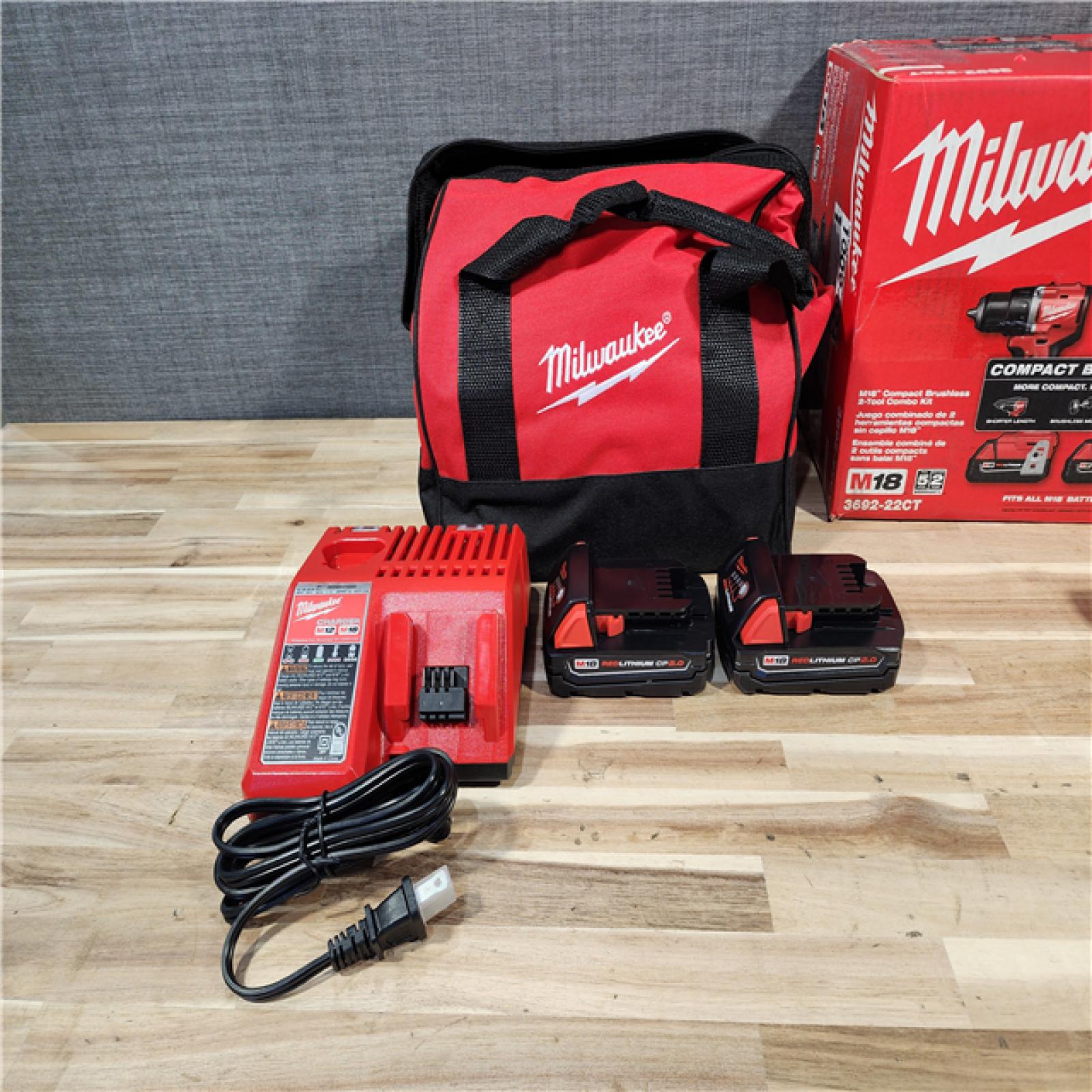 HOUSTON LOCATION - AS-IS Milwaukee 18V Lithium-Ion Brushless Cordless Compact Drill/Impact Combo Kit