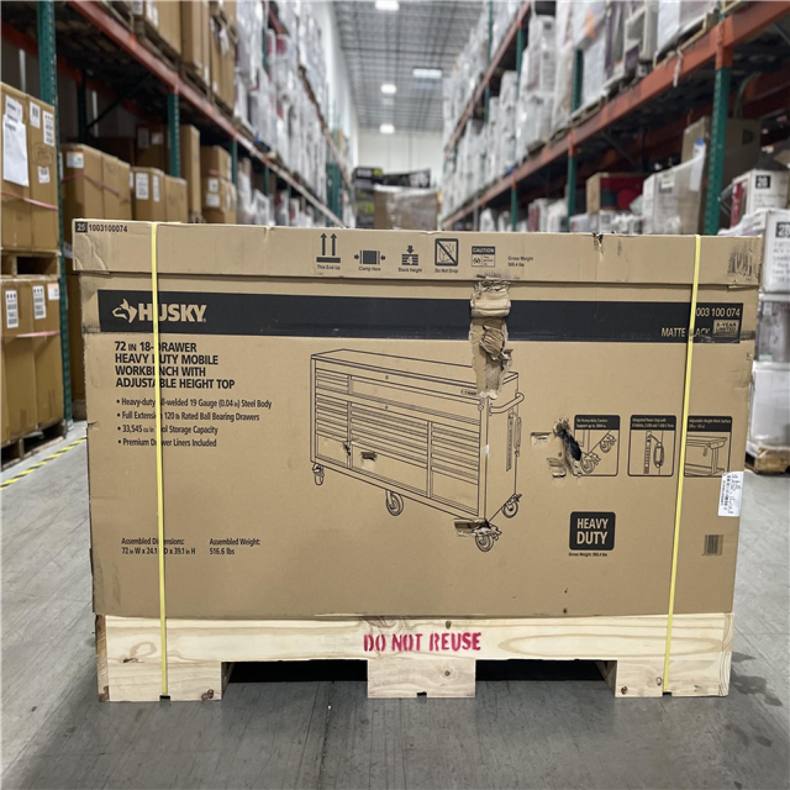 DALLAS LOCATION- HUSKY 72 in. W x 24 in. D Heavy Duty 18-Drawer Mobile Workbench
