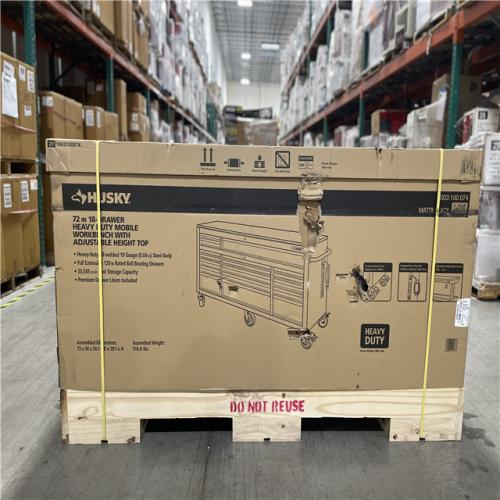 DALLAS LOCATION- HUSKY 72 in. W x 24 in. D Heavy Duty 18-Drawer Mobile Workbench