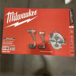 NEW! - Milwaukee Tool M18 18V Li-Ion Brushless Cordless Hammer Drill, Impact Driver, and Circ Saw Combo Kit