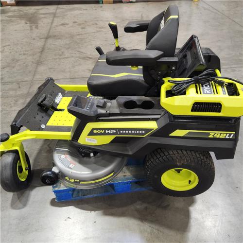 Dallas Location - As-Is RYOBI 80V HP Brushless 42 in. Battery Electric Cordless Zero Turn Riding Mower (3) 80V Batteriesand Charger