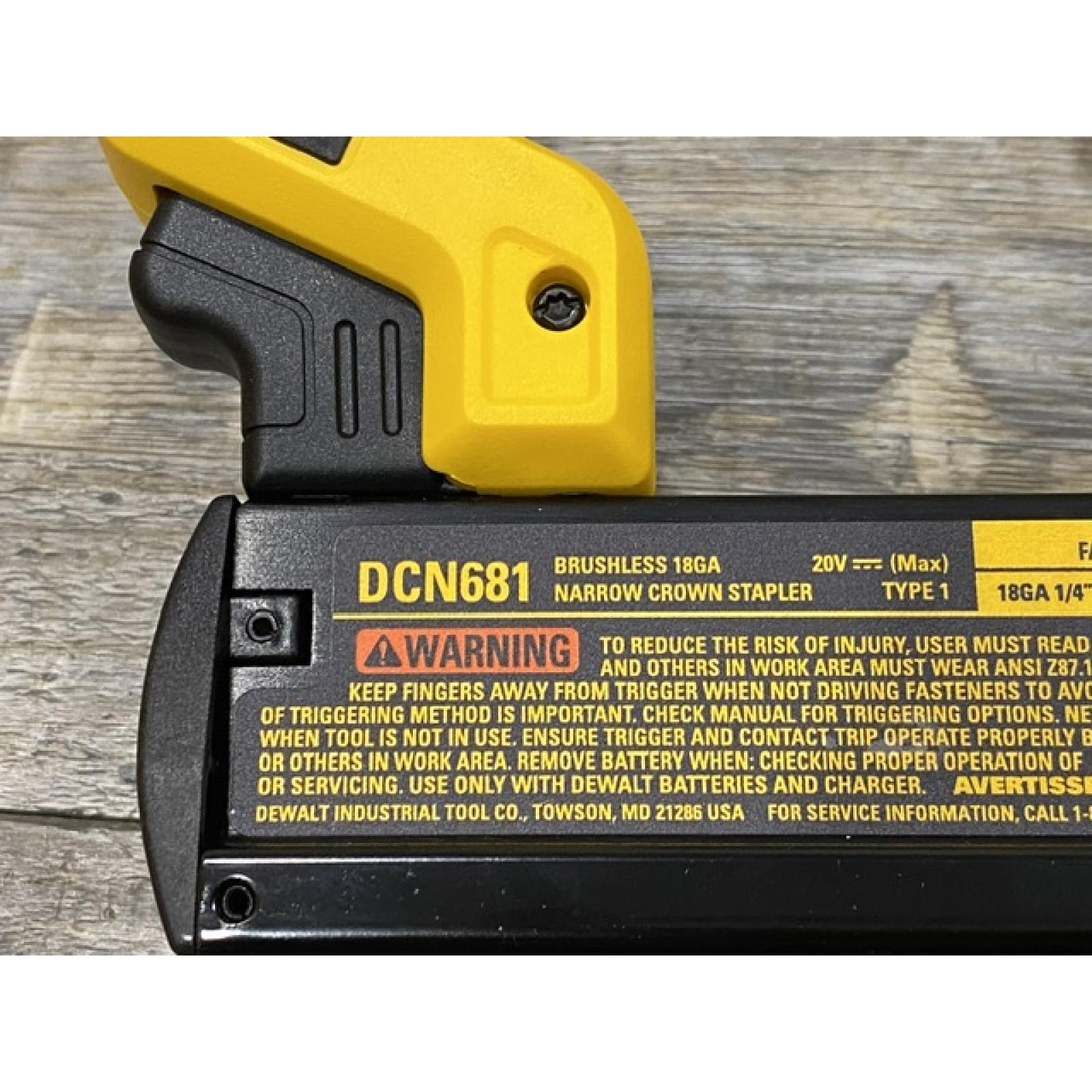 AS-IS DEWALT 20V MAX XR Lithium-Ion Cordless 18-Gauge Narrow Crown Stapler Kit