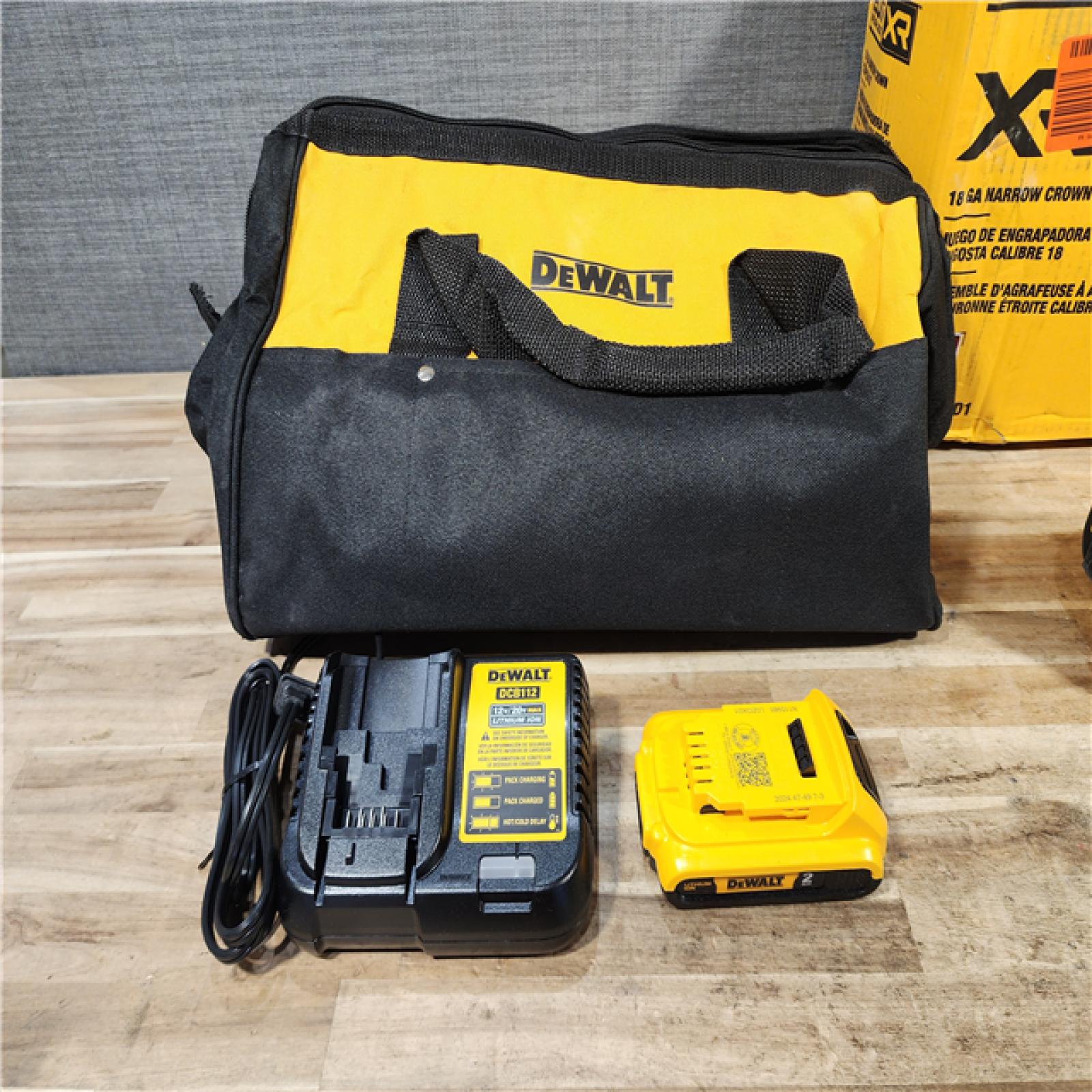 HOUSTON LOCATION - AS-IS DEWALT 20V MAX XR Lithium-Ion Cordless 18-Gauge Narrow Crown Stapler Kit