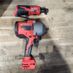 HOUSTON LOCATION - AS-IS Milwaukee 12/18V Lithium-Ion Cordless 3/8 in. Ratchet and 1/2 in. High Torque Impact Wrench with Friction Ring Combo Kit