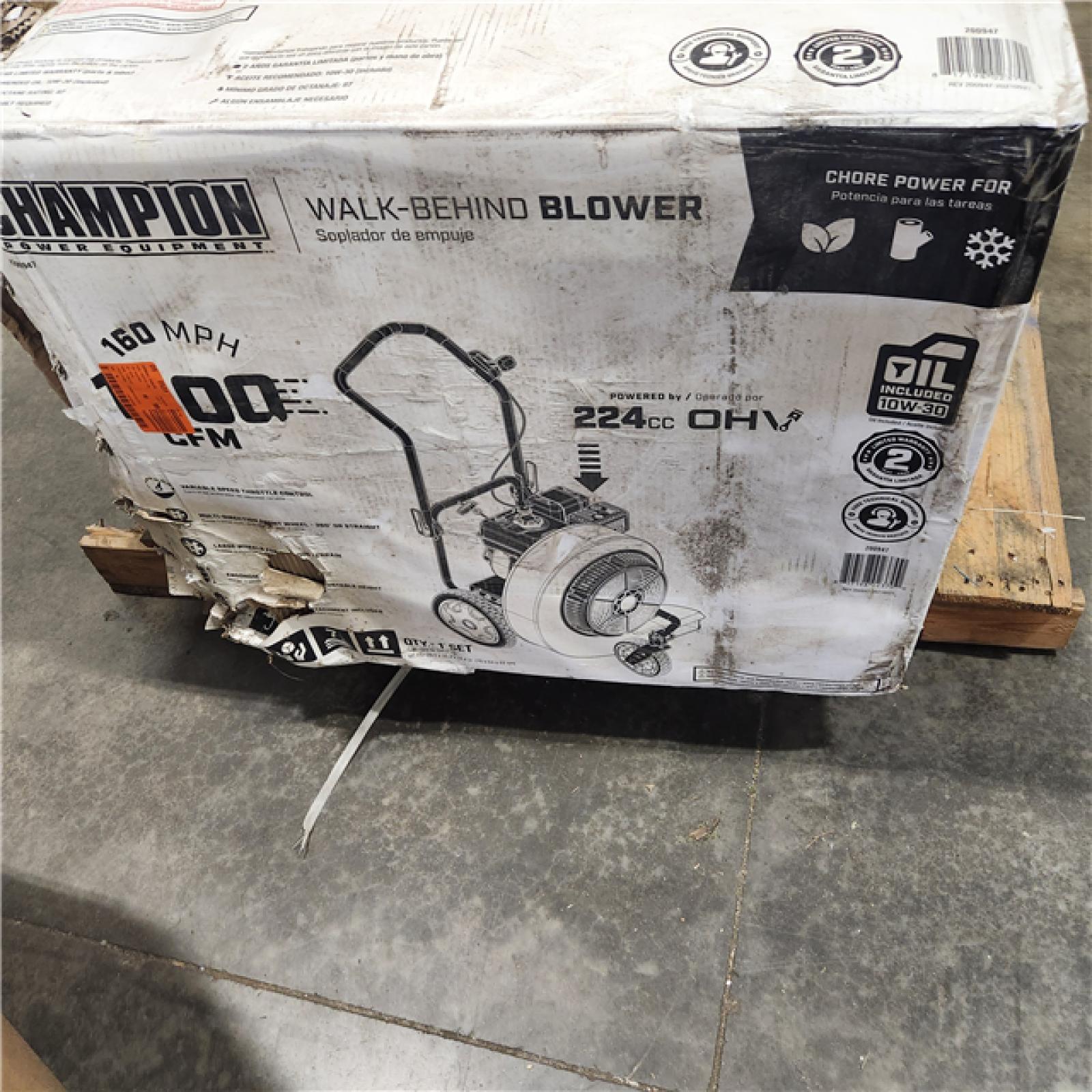 Dallas Location - As-Is Champion Power Equipment 160 MPH 1300 CFM 224 cc Gas Leaf Blower-appear Like New Condition
