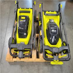 CALIFORNIA AS-IS (X2) RYOBI PUSH LAWN MOWERS W/ BATTERIES & CHARGER