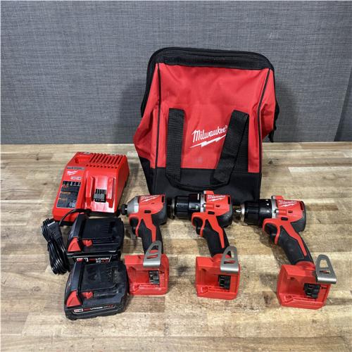Houston Location AS-IS Milwaukee Hammer Drill Driver and Drill Driver and Impact Driver and Batteries QTY/2 with Charger