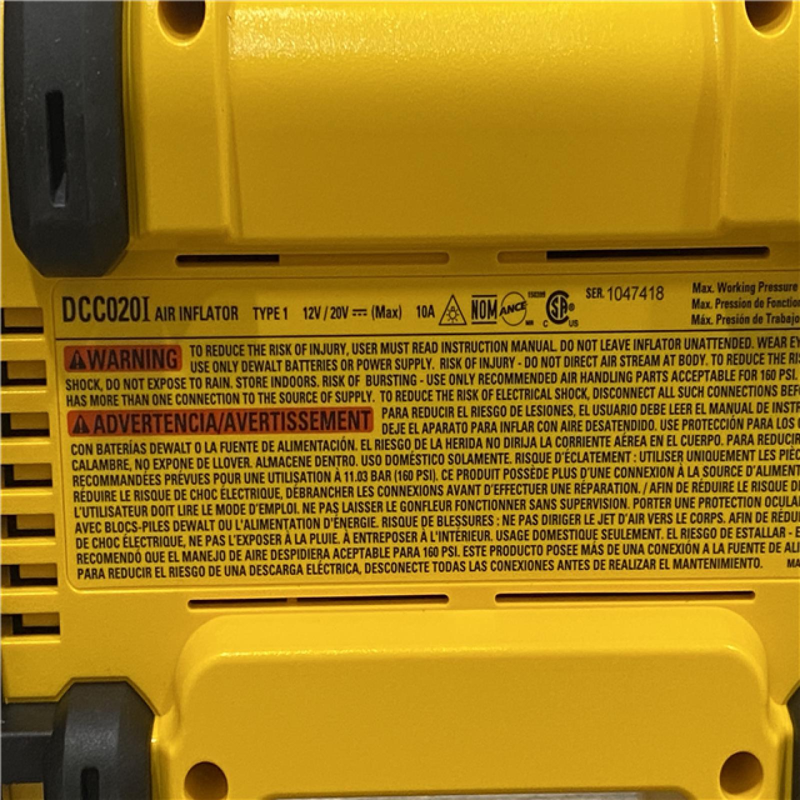 AS-IS DEWALT 20V MAX Cordless Electric Portable Inflator (Tool Only)