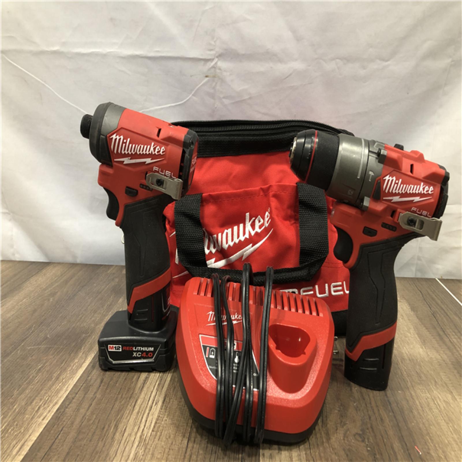 AS-IS Milwaukee FUEL 12-Volt Lithium-Ion Brushless Cordless Hammer Drill and Impact Driver Combo Kit