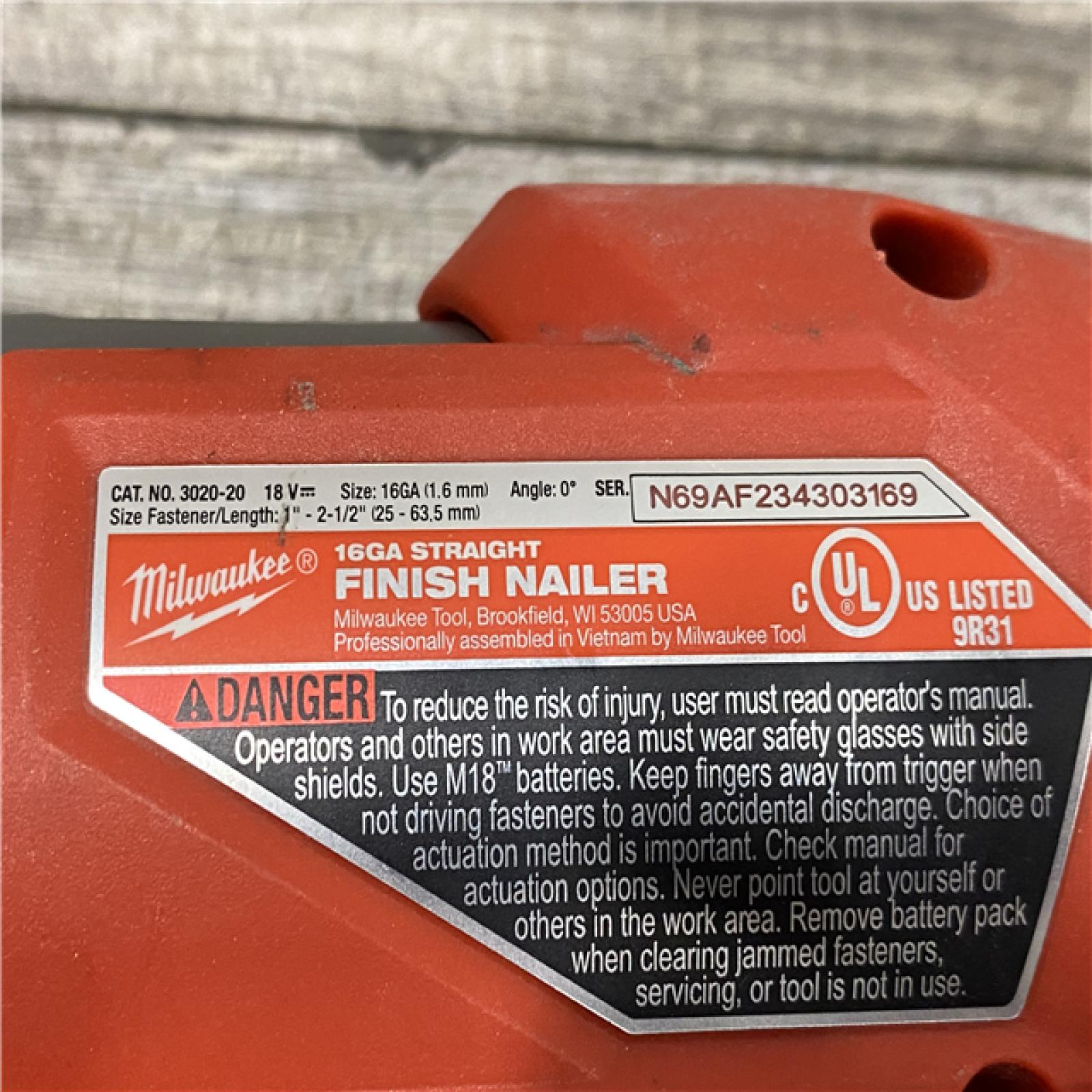 AS-IS Milwaukee FUEL 18-Volt Lithium-Ion Brushless Cordless Gen ll 16-Gauge Straight Finish Nailer (Tool Only)