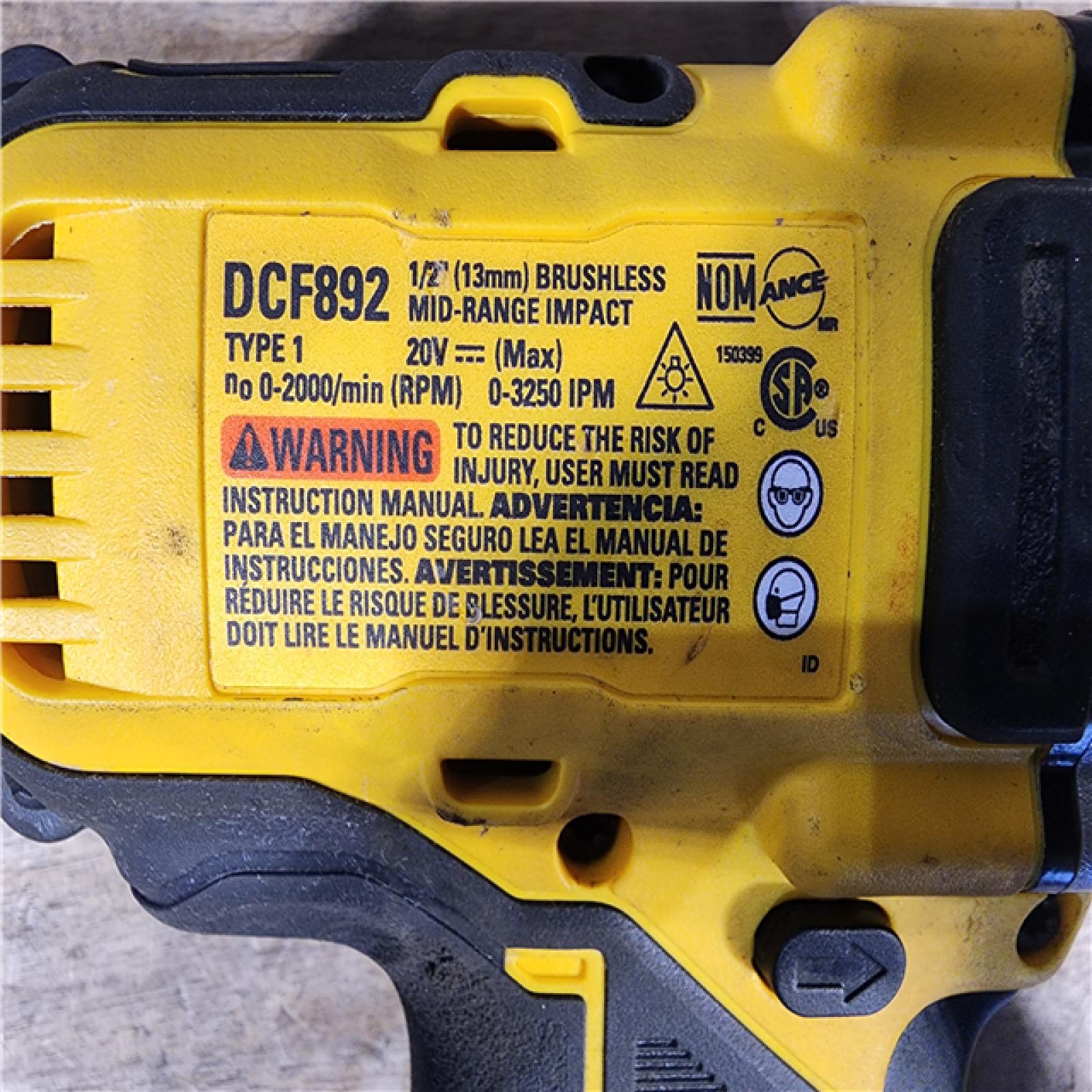HOUSTON LOCATION - AS-IS DEWALT DCF892B 20V MAX XR Impact Wrench, 1/2 (TOOL ONLY)