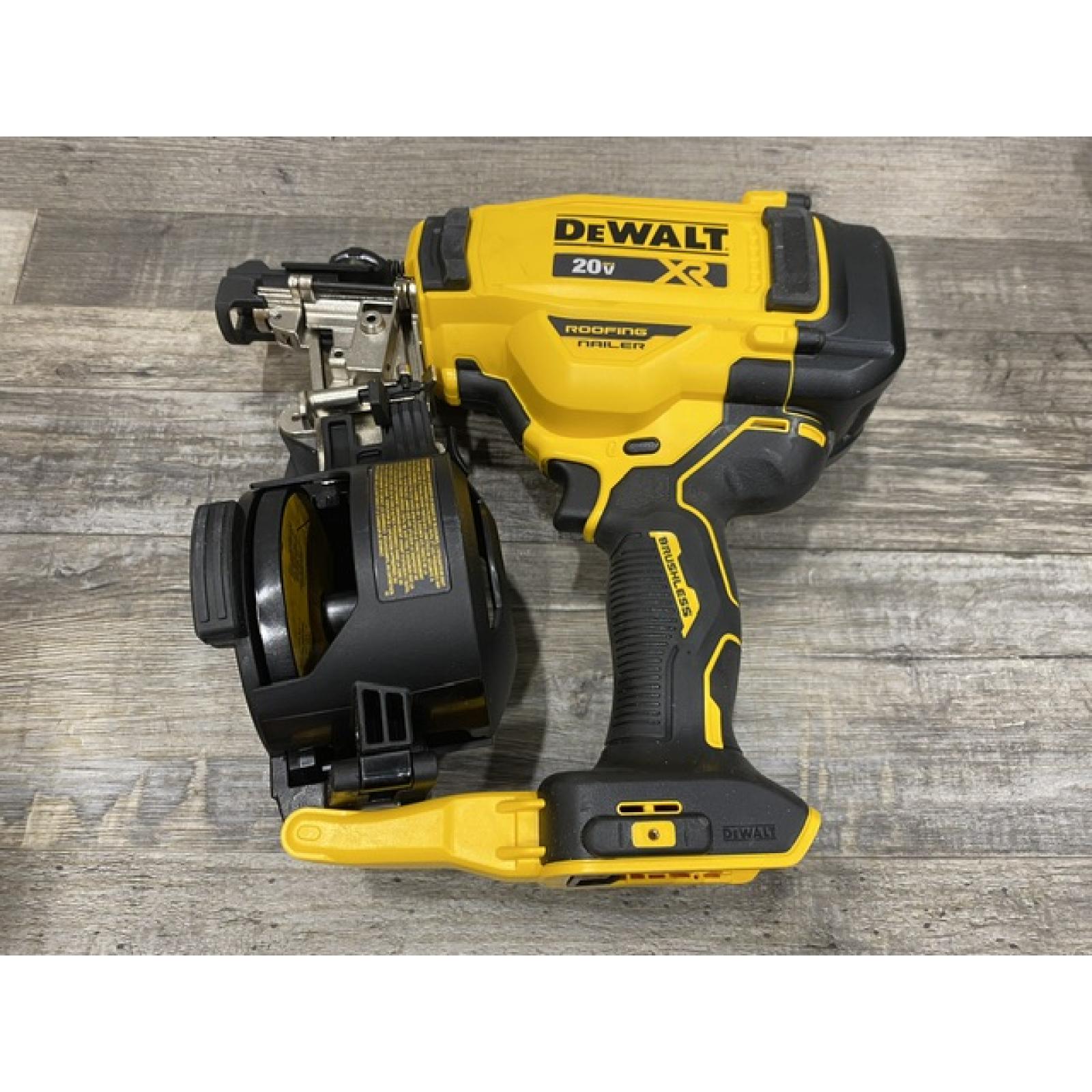 AS-IS DEWALT 20V MAX Lithium-Ion 15-Degree Electric Cordless Roofing Nailer Kit