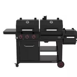 DALLAS LOCATION - Nexgrill Oakford 1150 Pro 3-Burner Propane Gas and Offset Charcoal Smoker Combo Grill in Black
