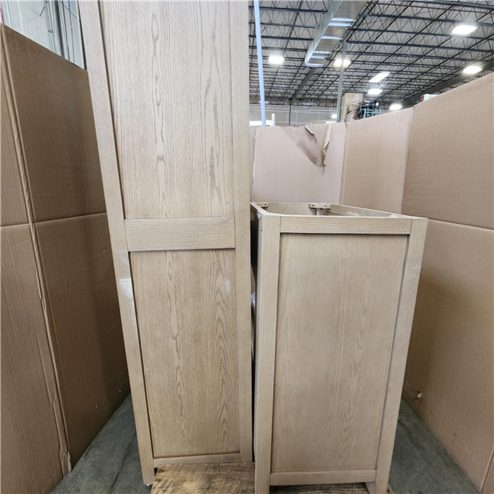 Phoenix NEW Avanity Modero 31 in. Single Sink Brushed Oak Bath Vanity with Brushed Oak Freestanding Linen Cabinet