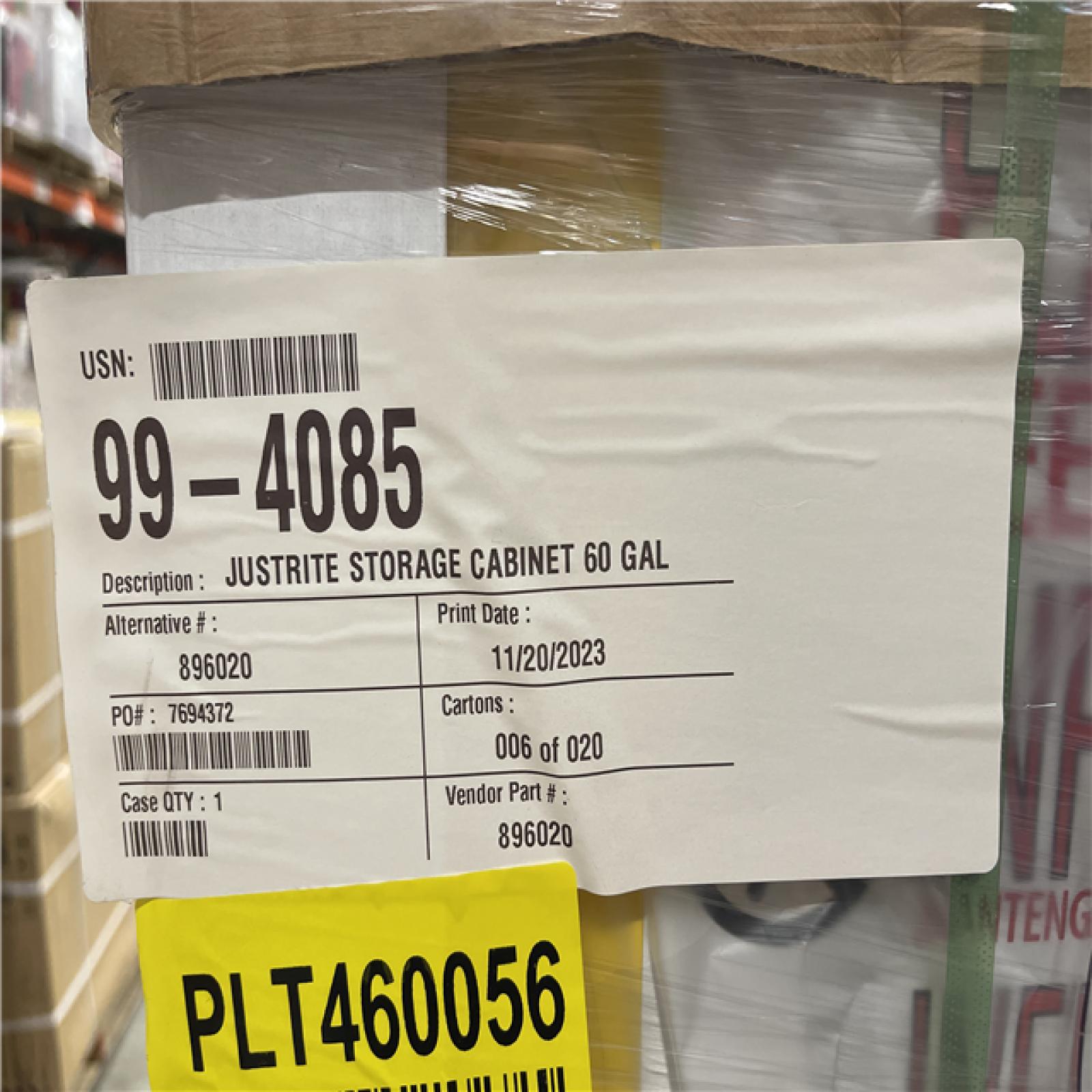 DALLAS LOCATION - JUSTRITE STORAGE CABINET 60 GAL