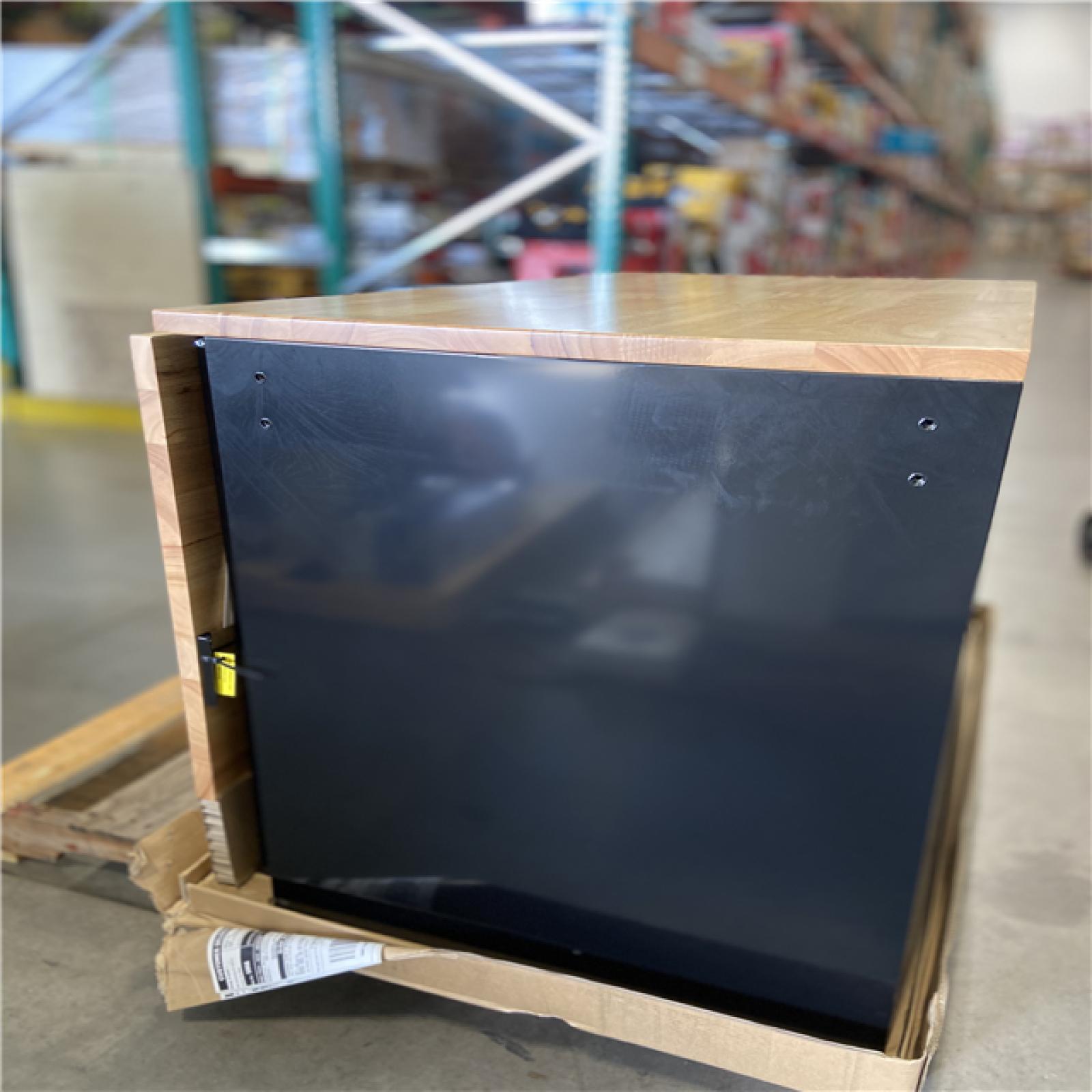 DALLAS LOCATION  - Husky Tool Storage 46 in. W x 51 in. D Standard Duty Black Mobile Workbench Cabinet with Solid Top Full Length Extension Table