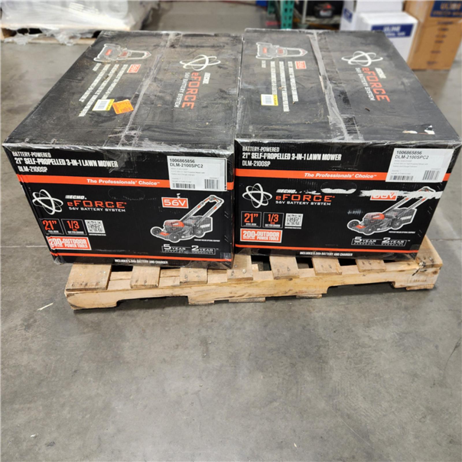 Dallas Location -NEW- ECHO 56V 21 in. Cordless Battery Lawn Mower with 5.0Ah Battery and Charger(Lot Of 2)