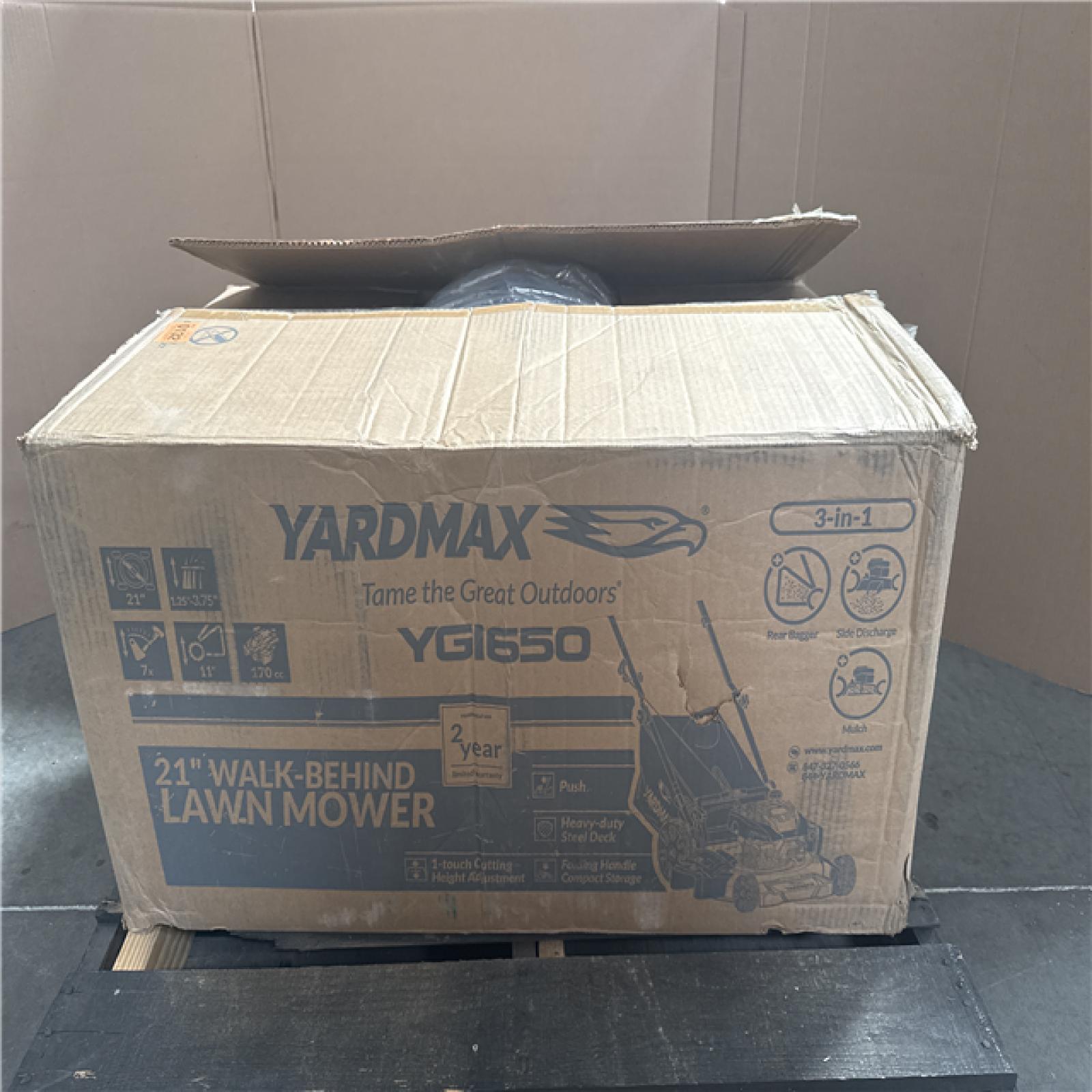 CALIFORNIA LIKE NEW YARDMAX YG1650 MOWER HOME IMPROVEMENT PALLET