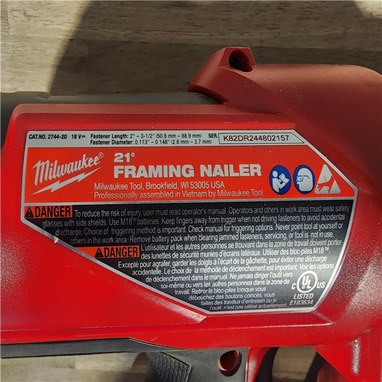 HOUSTON LOCATION - AS-IS Milwaukee 2744-20 M18 FUEL 3-1/2 in. 18-Volt 21-Degree Lithium-Ion Brushless Cordless Framing Nailer (Tool-Only)