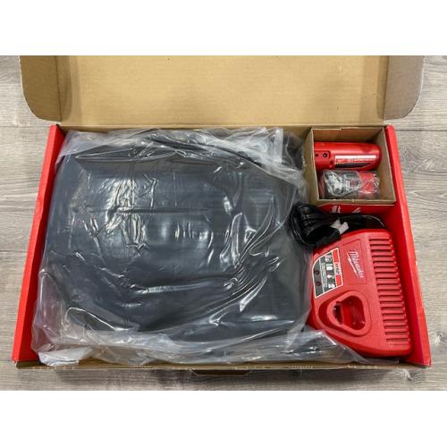 AS-IS Milwaukee Men's Large 12-Volt Lithium-Ion Cordless Black Heated Jacket Hoodie Kit