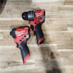 HOUSTON LOCATION - AS-IS Milwaukee FUEL 12-Volt Lithium-Ion Brushless Cordless Hammer Drill and Impact Driver Combo Kit