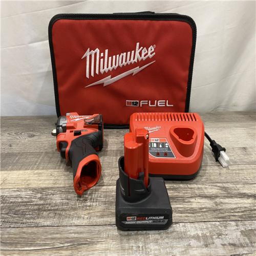 AS-IS Milwaukee FUEL 12V Li-Ion Brushless Cordless Stubby 3/8 in. Impact Wrench Kit