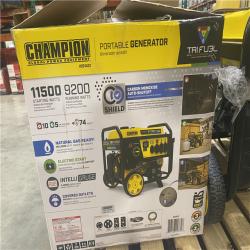 Dallas Location - As-Is Champion Power Equipment 11 500/9 200-Watt Gas Tri-Fuel Portable Generator
