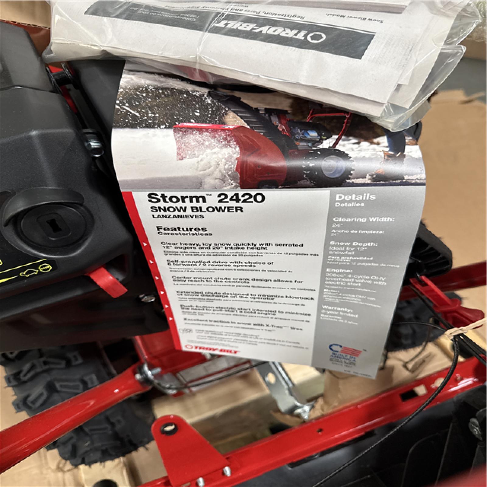 California AS-IS Troy-Bilt Storm 2420 Snow Blower; Appears in Like New Condition