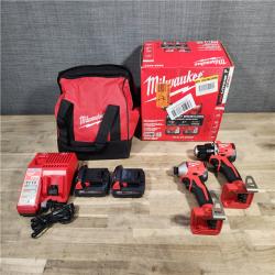 HOUSTON LOCATION - AS-IS (APPEARS LIKE NEW) Milwaukee M18 18V Lithium-Ion Brushless Cordless Compact Drill/Impact Combo Kit (2-Tool) W/(2) 2.0 Ah Batteries, Charger & Bag