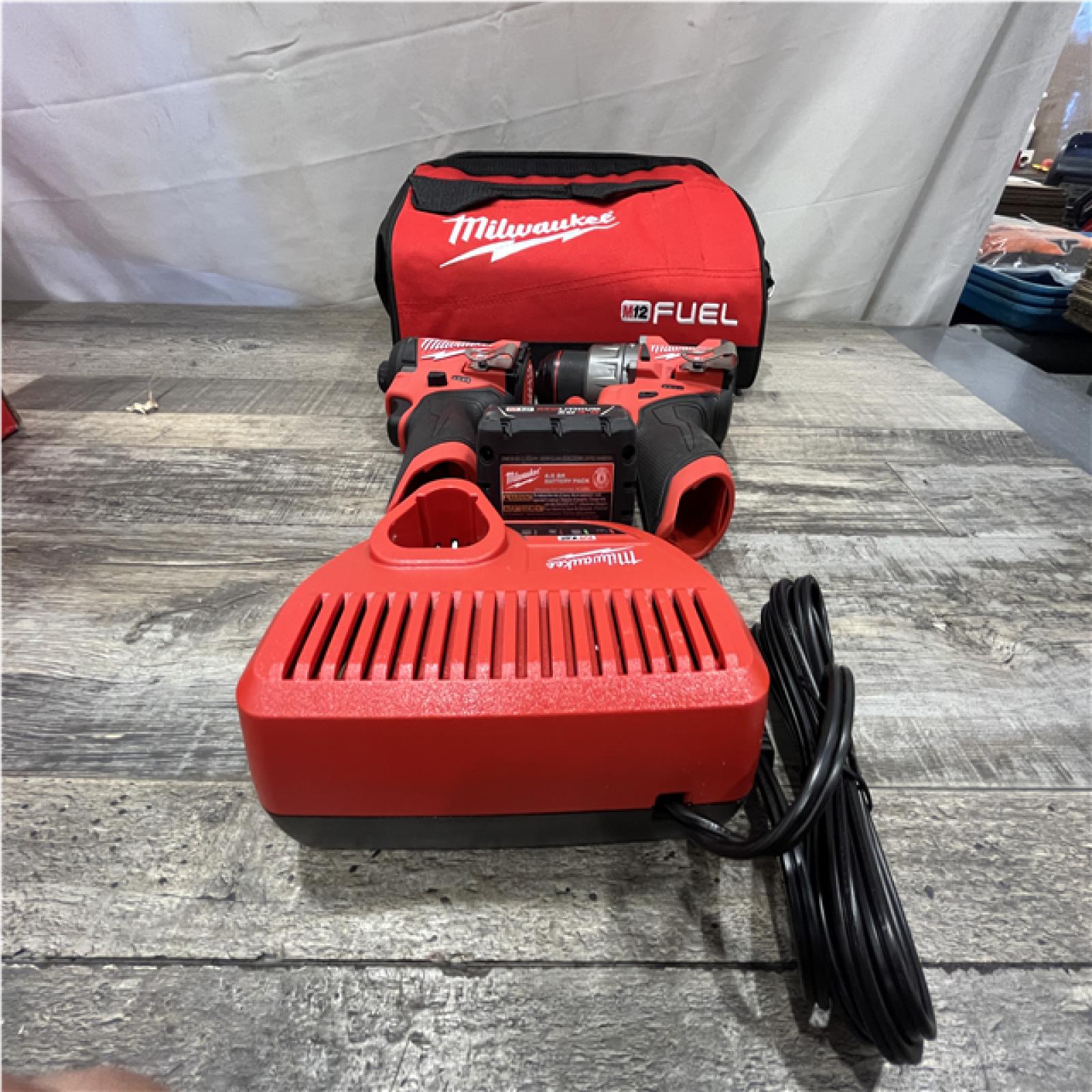 AS-IS Milwaukee FUEL 12-Volt Lithium-Ion Brushless Cordless Hammer Drill and Impact Driver Combo Kit