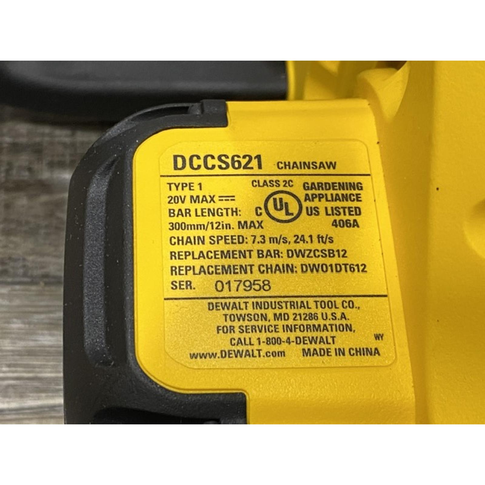 AS-IS DEWALT 20V MAX 12 in. Cordless Battery Powered Chainsaw (Tool Only)