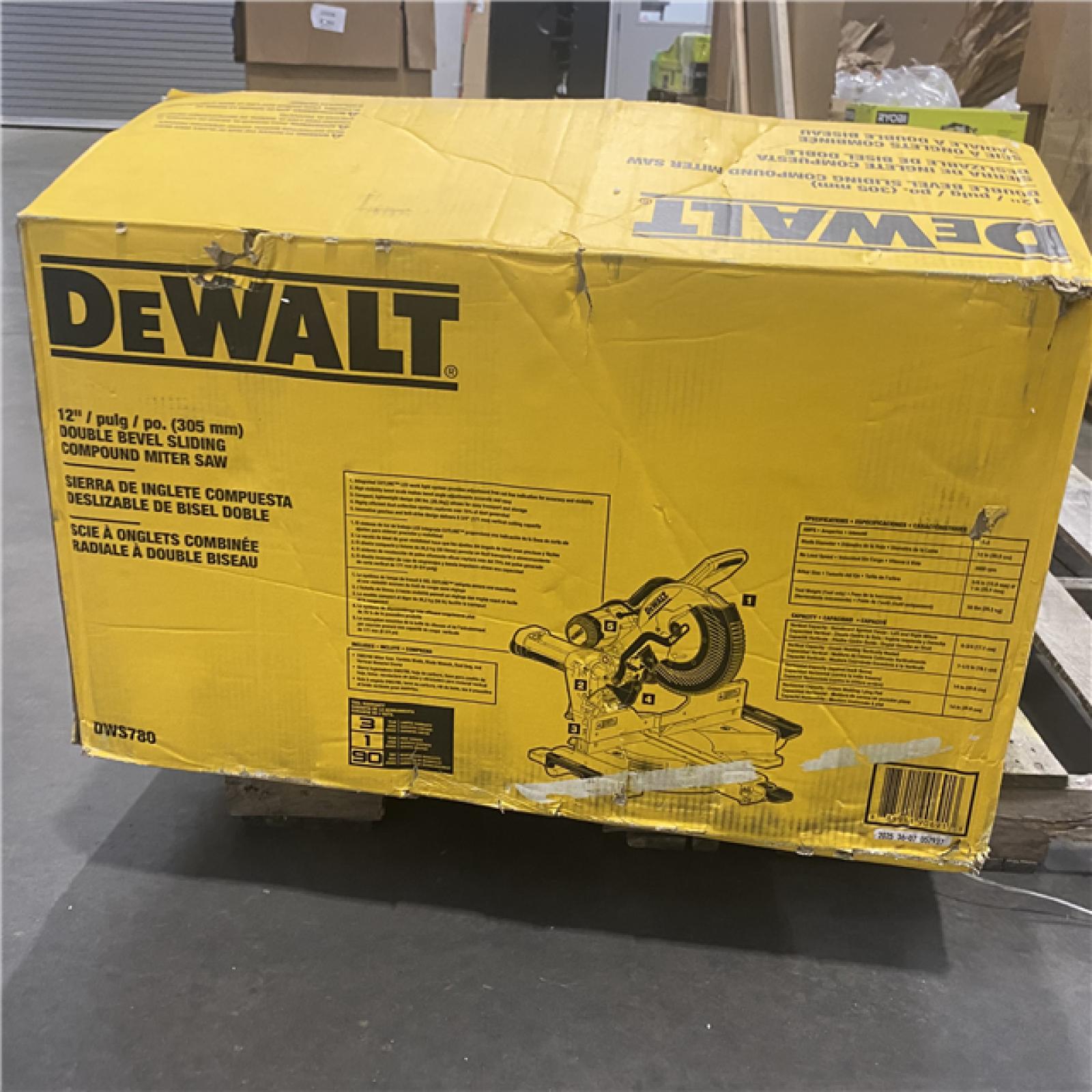 As-Is- DEWALT 15 Amp Corded 12 in. Double Bevel Sliding Compound Miter Saw