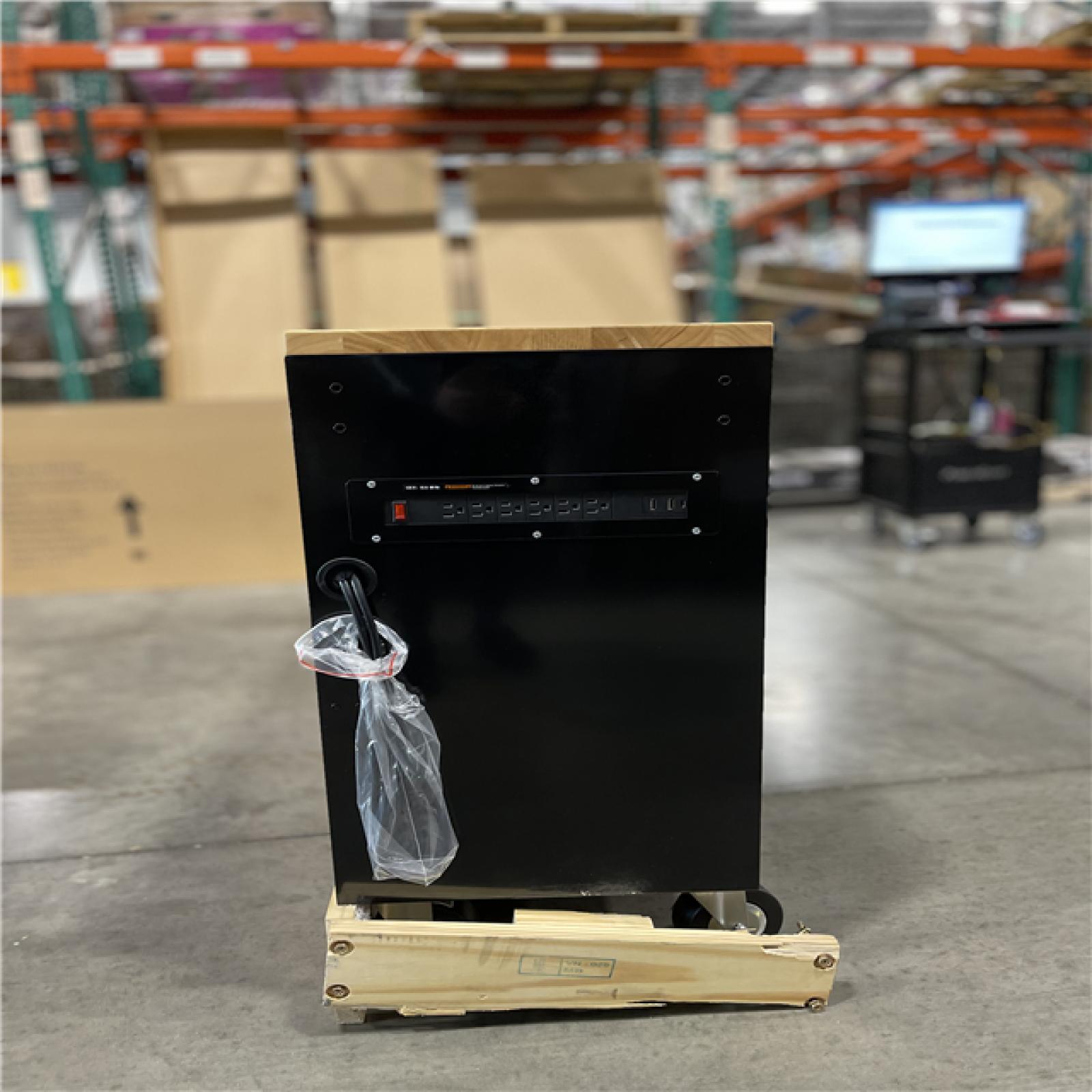 DALLAS LOCATION- Husky 84 in. W x 18 in. D 9-Drawer Mobile Workbench with Wood Top in Gloss Black