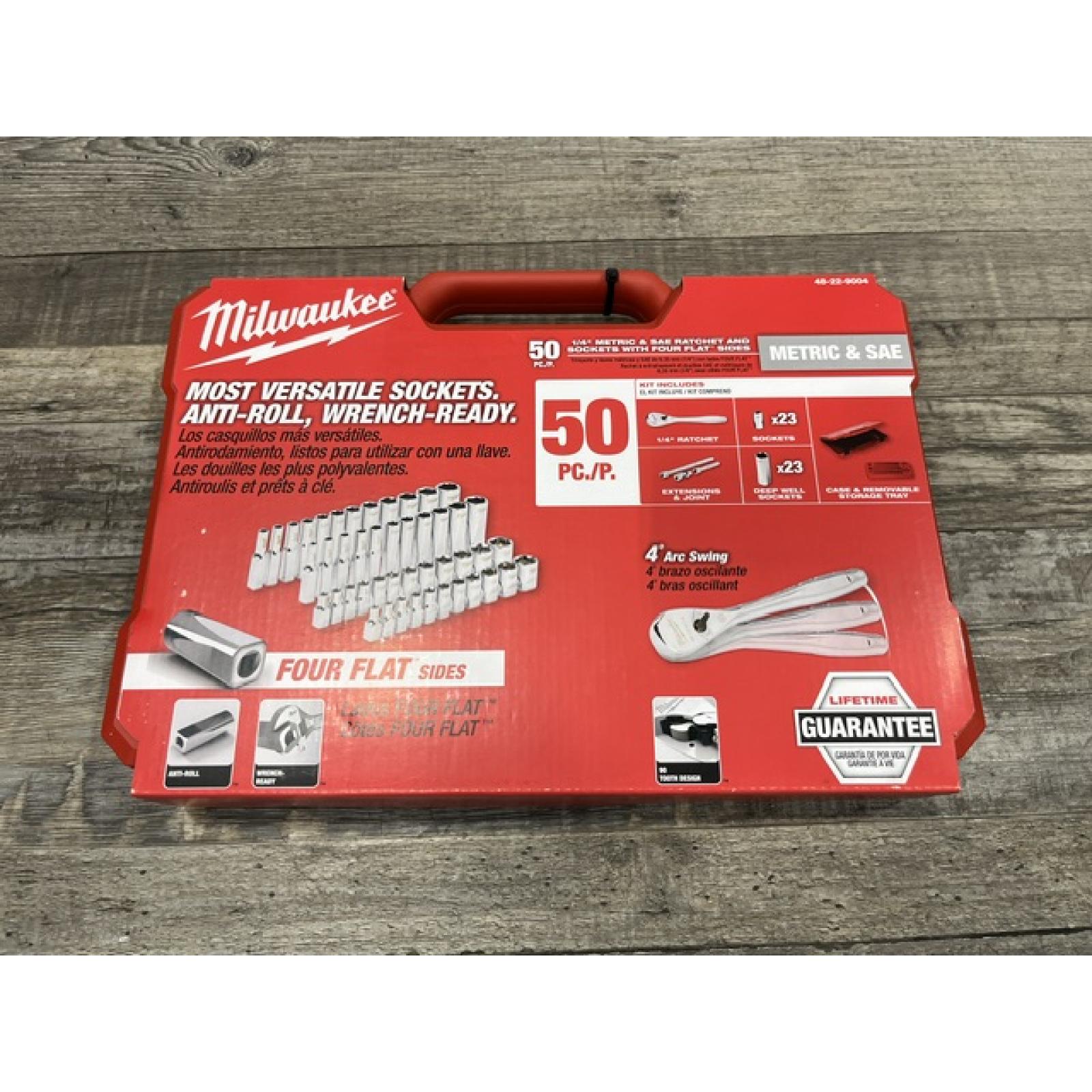 NEW - Milwaukee 1/4 in. Drive SAE/Metric Ratchet and Socket Mechanics Tool Set (50-Piece)