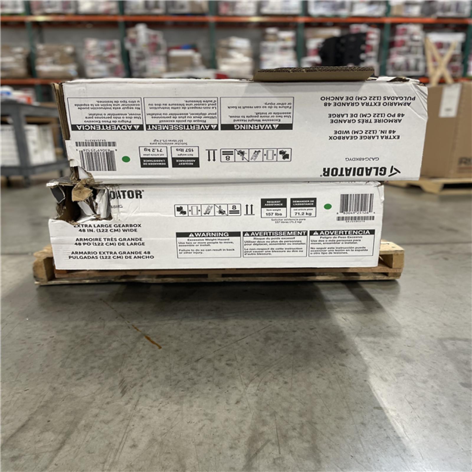DALLAS LOCATION- AS-IS Ready-to-Assemble Steel Freestanding Garage Cabinet in Silver Tread (48 in. W x 72 in. H x 18 in. D) PALLET-(2 UNITS)