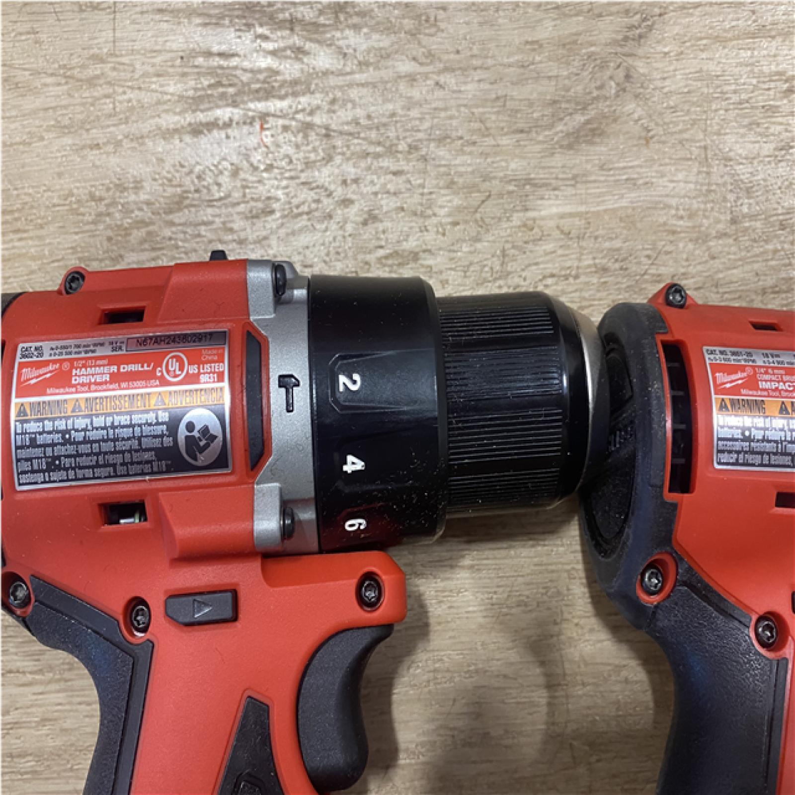 AS-IS Milwaukee 18-Volt Lithium-Ion Brushless Cordless Compact Hammer Drill/Impact Combo Kit